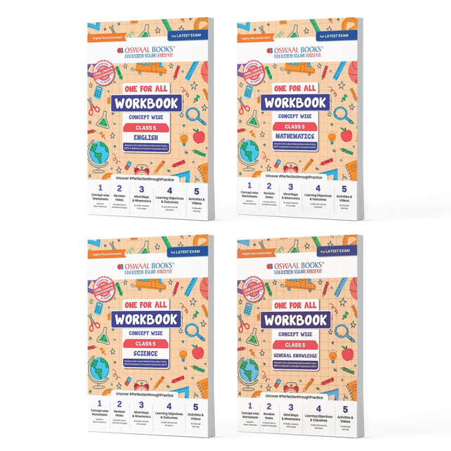 One For All Workbook Concept Wise for Class 5 (English, Math, Science & General Knowledge) Set of 4 Books by Oswaal Books