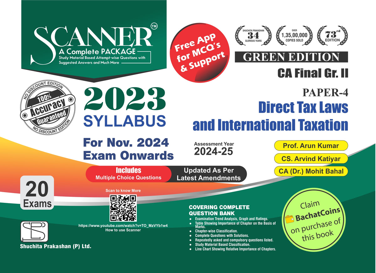 Scanner CA Final (2023 Syllabus) Paper-4 Direct Tax Laws and International Taxation Green Edition