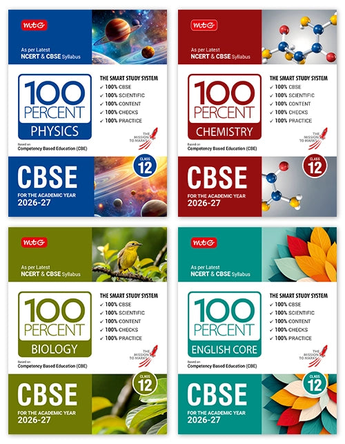100 Percent NCERT and CBSE Class 12 - Physics, Chemistry, Biology & English Combo By MTG Learning