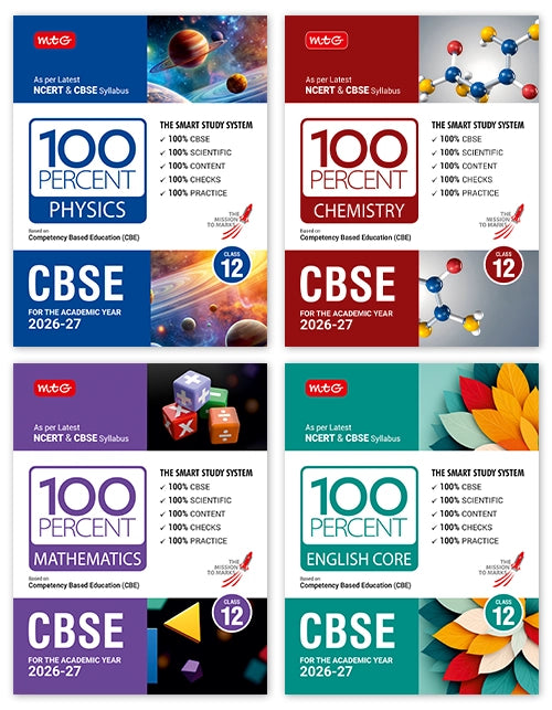 100 Percent NCERT and CBSE Class 12 - Physics, Chemistry, Mathematics & English Combo By MTG Learning