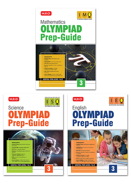 Class-3 Olympiad Prep-Guide Mathematics, Science and English (OPG Combo Pack) For SOF - Books By MTG Learning