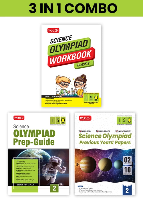 Class 2 International Science Olympiad (ISO) Workbook, Prep-Guide and Previous Years Papers (PYQs) with Mock Test Paper – SOF Olympiad Books (3 IN 1 COMBO) By MTG Learning