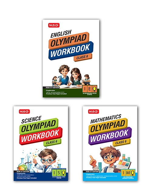 Class-6 ISO-IMO-IEO (Science, Mathematics and English) Olympiad Workbook Combo By MTG Learning