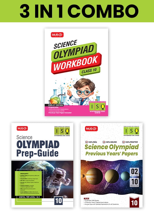 Class 10 International Science Olympiad (ISO) Workbook, Prep-Guide and Previous Years Papers (PYQs) with Mock Test Paper – SOF Olympiad Books (3 IN 1 COMBO) By MTG Learning