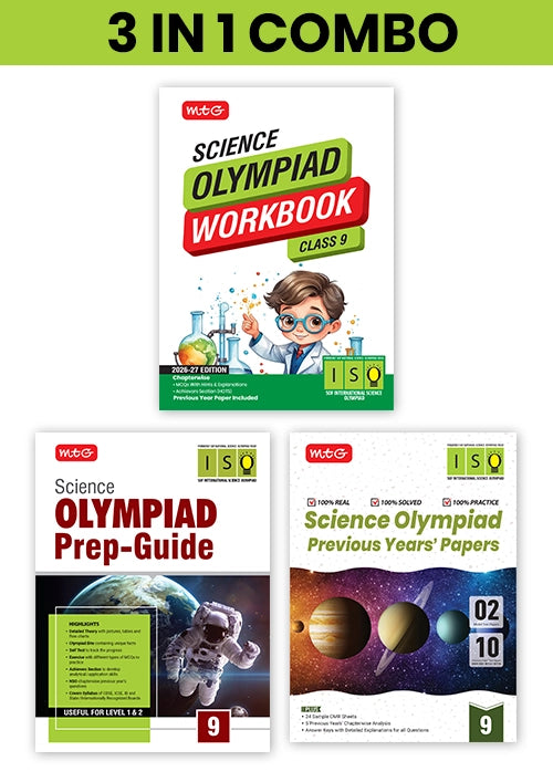 Class 9 International Science Olympiad (ISO) Workbook, Prep-Guide and Previous Years Papers (PYQs) with Mock Test Paper – SOF Olympiad Books (3 IN 1 COMBO) By MTG Learning