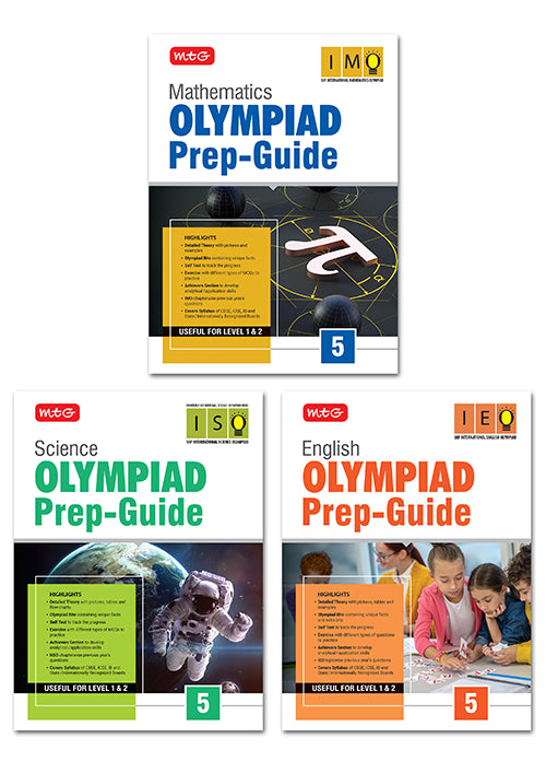 Class-5 Olympiad Prep-Guide Mathematics, Science and English (OPG Combo Pack) For SOF - Books by MTG Learning