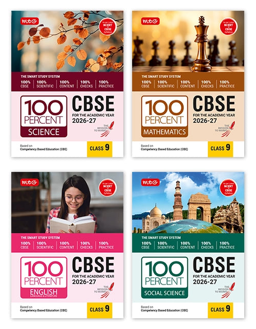 100 Percent NCERT and CBSE Class 9 - Science, Mathematics, English & Social Science Combo By MTG Learning