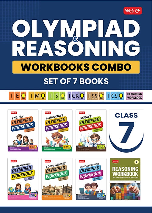 Class 7 ISO-IMO-IEO-ICSO-IGKO-ISSO Olympiad Workbook and Reasoning Book Combo (Set of 7 Books) By MTG Learning