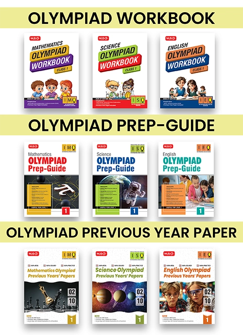 Class-1 (IMO-ISO-IEO) Olympiad Workbook, Prep-Guide and Previous Years Papers (PYQs) - Set of 9 Books By MTG Learning