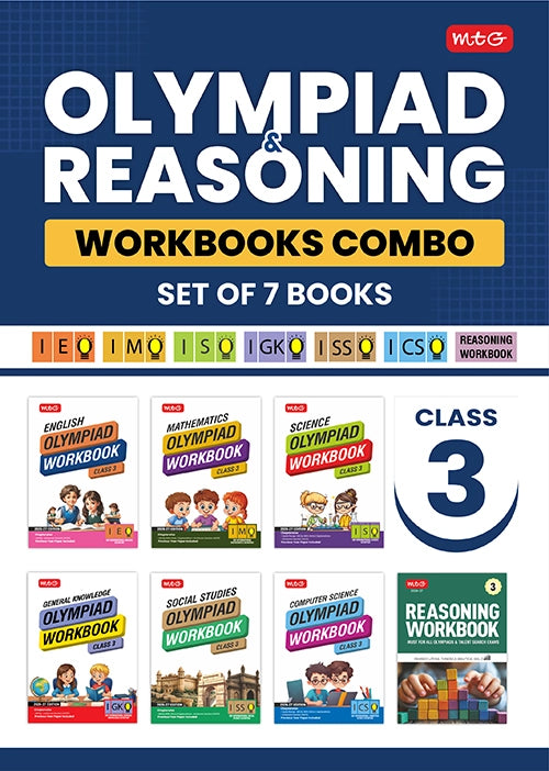 Class 3 ISO-IMO-IEO-ICSO-IGKO-ISSO Olympiad Workbook and Reasoning Book Combo (Set of 7 Books) By MTG Learning