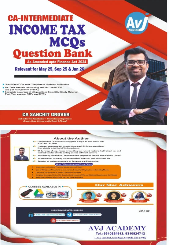CA Inter Income Tax (MCQs Question Bank) Book by CA Sanchit Grover