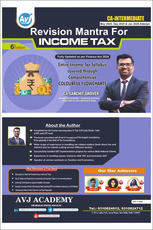 CA Inter Income Tax (Revision Mantra) Book by CA Sanchit Grover