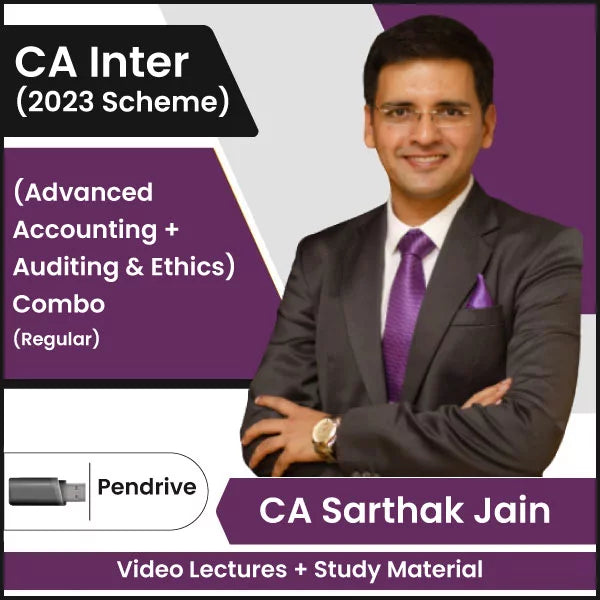 CA Inter (2023 Scheme) (Advanced Accounting + Auditing & Ethics) Combo (Regular) Video Lectures by CA Sarthak Jain (Pen Drive)