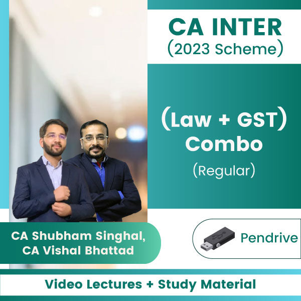 CA Inter (2023 Scheme) (Law + GST) Combo (Regular) Video Lectures by CA Shubham Singhal, CA Vishal Bhattad (Pendrive)