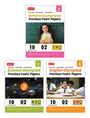 IMO-NSO-IEO Class-1 Olympiad Previous Years Papers (2023-2019) Set A and B) Mathematics, Science and English Combo Pack book by MTG Learning