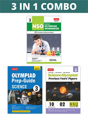 National Science Olympiad (NSO) Workbook, Prep-Guide and Previous Years Papers (PYQs) with Mock Test Paper for Class 3 (Set of 3 Books) by MTG Learning