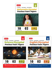 IMO-NSO-IEO Class-5 Olympiad Previous Years Papers (2023-2019) Set A and B) Mathematics, Science and English Combo Pack book by MTG Learning