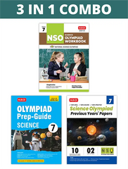 National Science Olympiad (NSO) Workbook, Prep-Guide and Previous Years Papers (PYQs) with Mock Test Paper for Class 7 (Set of 3 Books) by MTG Learning