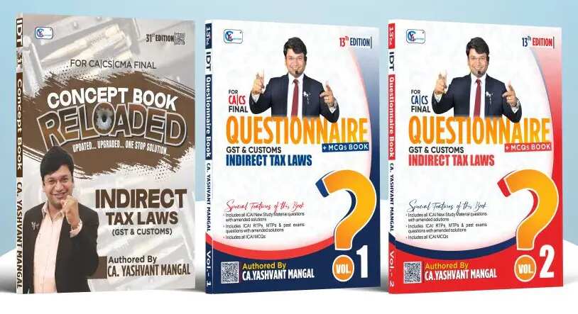 CA Final Indirect Tax Laws (Concept Reloaded + Questionnaire) Combo Book Set by CA Yashvant Mangal