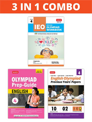International English Olympiad (IEO) Workbook, Prep-Guide and Previous Years Papers (PYQs) with Mock Test Paper for Class 4 (Set of 3 Books) by MTG Learning