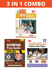 International English Olympiad (IEO) Workbook, Prep-Guide and Previous Years Papers (PYQs) with Mock Test Paper for Class 8 (Set of 3 Books) by MTG Learning