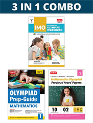 International Mathematics Olympiad (IMO) Workbook, Prep-Guide and Previous Years Papers (PYQs) with Mock Test Paper for Class 1 (Set of 3 Books) by MTG Learning