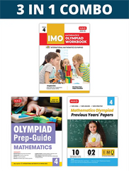 International Mathematics Olympiad (IMO) Workbook, Prep-Guide and Previous Years Papers (PYQs) with Mock Test Paper for Class 4 (Set of 3 Books) by MTG Learning