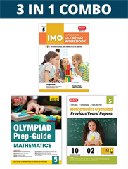 International Mathematics Olympiad (IMO) Workbook, Prep-Guide and Previous Years Papers (PYQs) with Mock Test Paper for Class 5 (Set of 3 Books) by MTG Learning