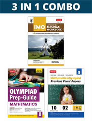 International Mathematics Olympiad (IMO) Workbook, Prep-Guide and Previous Years Papers (PYQs) with Mock Test Paper for Class 8 (Set of 3 Books) by MTG Learning