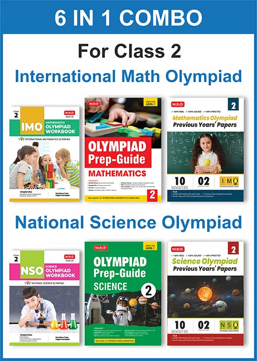 Class-2 (Mathematics and Science) IMO-NSO Olympiad Workbook, Prep-Guide and Previous Years Papers (6 in 1 COMBO) book by MTG Learning