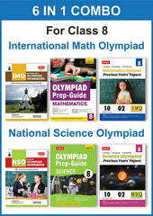 Class-8 (Mathematics and Science) IMO-NSO Olympiad Workbook, Prep-Guide and Previous Years Papers (6 in 1 COMBO) book by MTG Learning