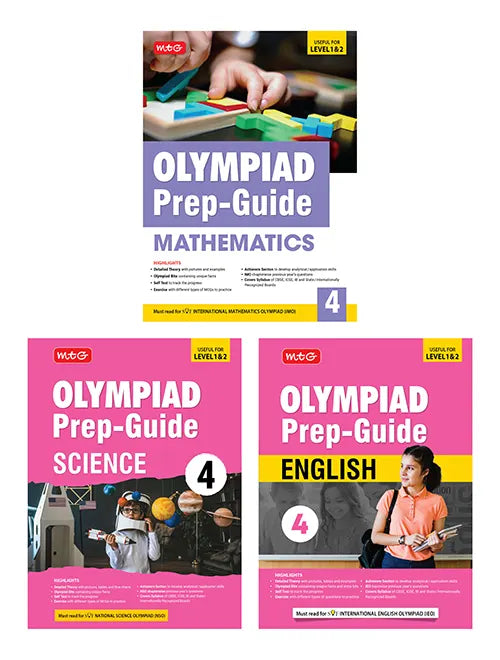Olympiad Prep-Guide Class-4 Mathematics, Science and English (Set of 3 Books) by MTG Learning