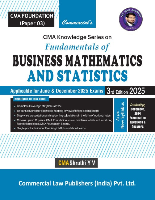 Commercial's CMA Knowledge Series on Fundamentals of Business Mathematics and Statistics Book for CMA Foundation by CMA Shruthi Y V