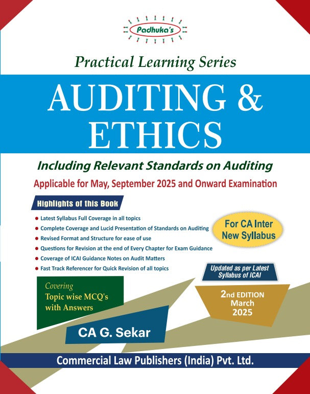 Commercial's Padhuka's (Practical Learning Series) Auditing & Ethics Book for CA Inter by CA G Sekar