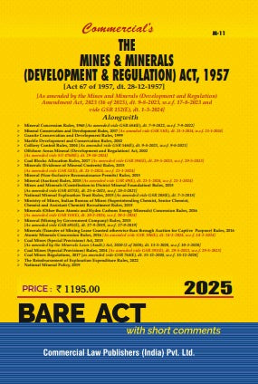 Commercial's Mines and Minerals (Development and Regulation) Act, 1957 (As amended by the Mines and Minerals (Development & Regulation) Amendment Act, 2023 Bare Act book