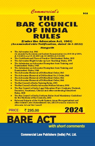 Commercial's Bar Council of India Rules, 1975 under the Advocates Act, 1961 Bare Act book