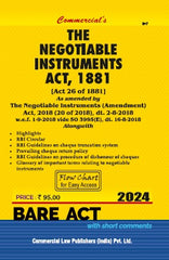 Commercial's Negotiable Instruments Act,1881 As Amended by The Negotiable Instruments (Amendment) Act, 2018 Bare Act book