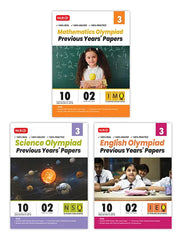 IMO-NSO-IEO Class-3 Olympiad Previous Years Papers (2023-2019) Set A and B) Mathematics, Science and English Combo Pack book by MTG Learning